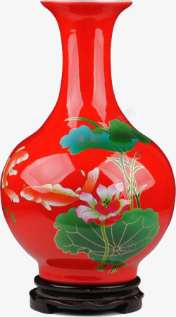 红色的装饰瓷瓶漂浮素材