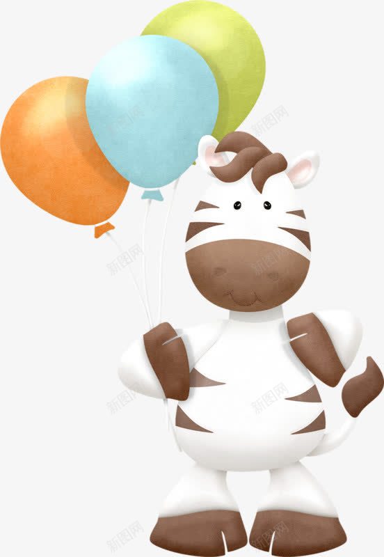 拿着气球的斑马png免抠素材_新图网 https://ixintu.com 动物 卡通 气球 马