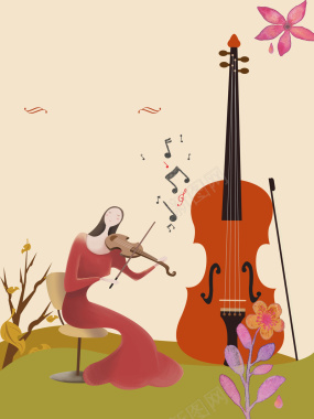 简约清新小提琴演奏培训海报背景背景