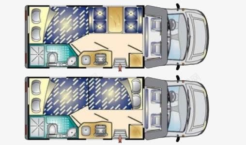 两辆房车和内部结构图png免抠素材_新图网 https://ixintu.com 两辆 休旅车 内部结构图 房车 手绘