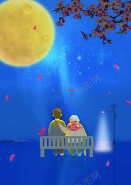 母亲节背景月亮花瓣背景