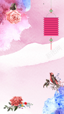 中国风花朵边框背景背景