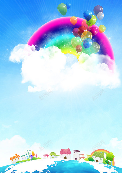 平面设计背景jpg设计背景_新图网 https://ixintu.com 卡通 手绘 童趣 彩红气球温暖