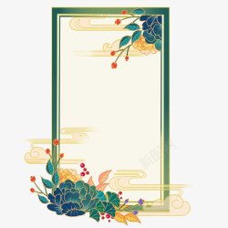 翠绿的竹子边框祥云装饰元素竹子复古边框高清图片