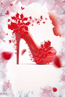 鞋子新品红色潮流高跟鞋促销活动高清图片
