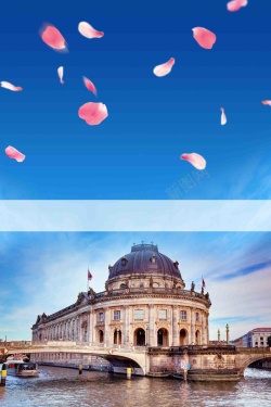 毕业旅行季节商业宣传浪漫欧洲深度游海报背景模板高清图片