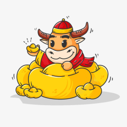 喜庆欢乐水彩卡通可爱喜庆的牛牛23高清图片