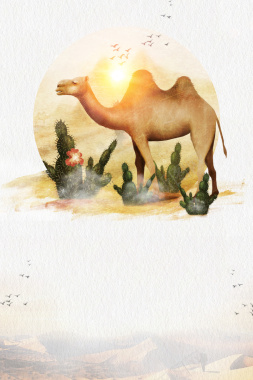 骆驼沙漠越野旅游广告海报背景素材背景
