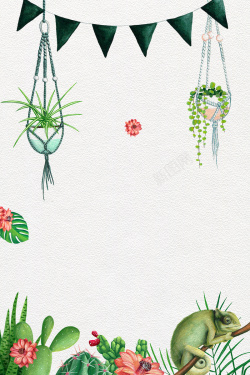 花草吊兰绿色清新植物春季上新海报高清图片