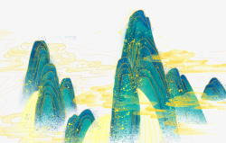雅风国潮手绘中国山水画高清图片
