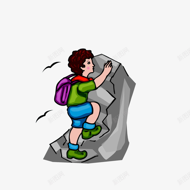 卡通爬山的男孩png免抠素材_新图网 https://ixintu.com 世界步行日 卡通插画 爬山男孩 野外运动