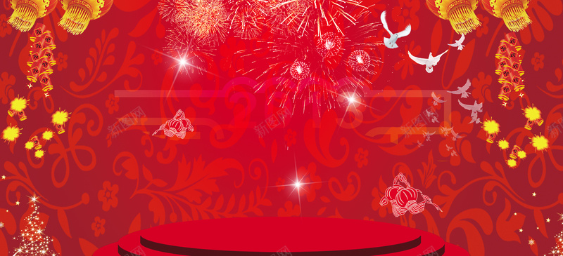 元宵盛典狂欢红色banner背景psd设计背景_新图网 https://ixintu.com 中国风 元宵盛典 元宵节 几何 大气 广告 星光 渐变 素材 红色 纹理 背景 设计 质感 鞭炮