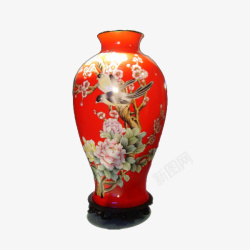 陶瓷红色花瓶素材