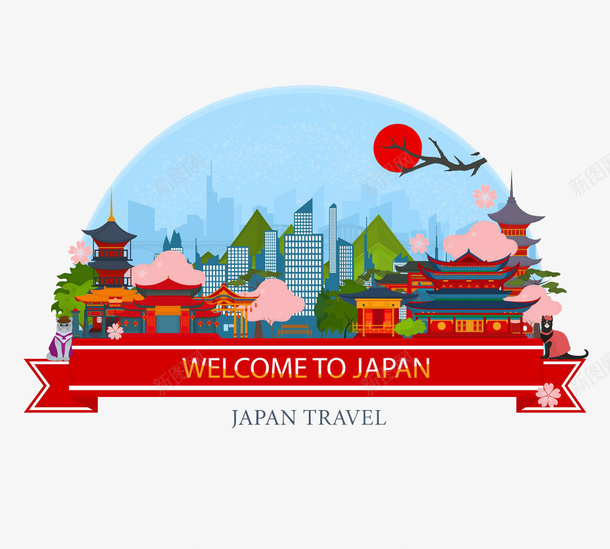 日本旅游地标手绘png免抠素材_新图网 https://ixintu.com 日本 日本地标手绘 日本旅游 日本旅游地标手绘