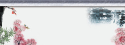 古房背景春季中国风灰蓝海报背景高清图片