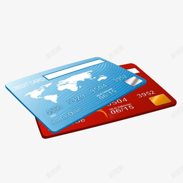 蓝色红色信用卡银行卡矢量图ai免抠素材_新图网 https://ixintu.com 信用卡 红色 蓝色 银行卡 矢量图