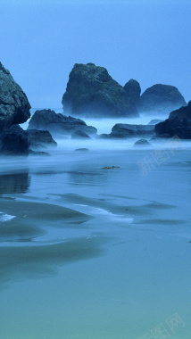 海岸岩石大气H5背景素材背景