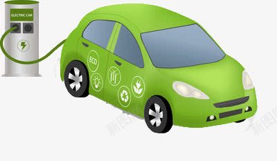 充电的车png免抠素材_新图网 https://ixintu.com 环保 电源 绿色