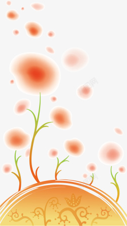 淡淡的花花纹背景元素淡淡的花暖色调矢量图高清图片
