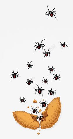 幸运饼干幸运饼干里爬出蜘蛛高清图片