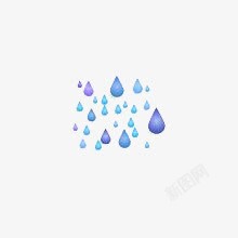 卡通蓝紫色雨滴素材