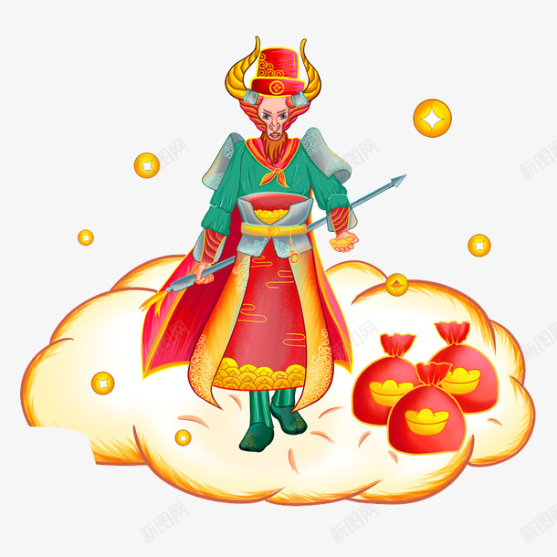 财神送宝牛0psd免抠素材_新图网 https://ixintu.com 手绘 牛 喜庆 节日牛 生肖牛