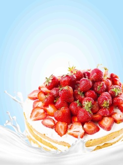 蛋糕展示页牛奶草莓蛋糕海报背景模板高清图片