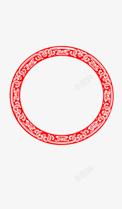 复古圆形徽章边框元素圆形边框复古花纹中国风元素高清图片