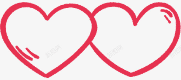 红色线条双爱心png免抠素材_新图网 https://ixintu.com 两个 两个爱心 爱心 红色 线条