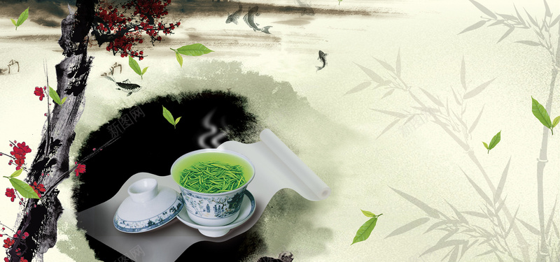 中国风茶文化背景背景
