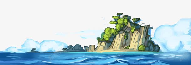 手绘卡通海洋小岛png免抠素材_新图网 https://ixintu.com 小岛 手绘卡通海洋 树木