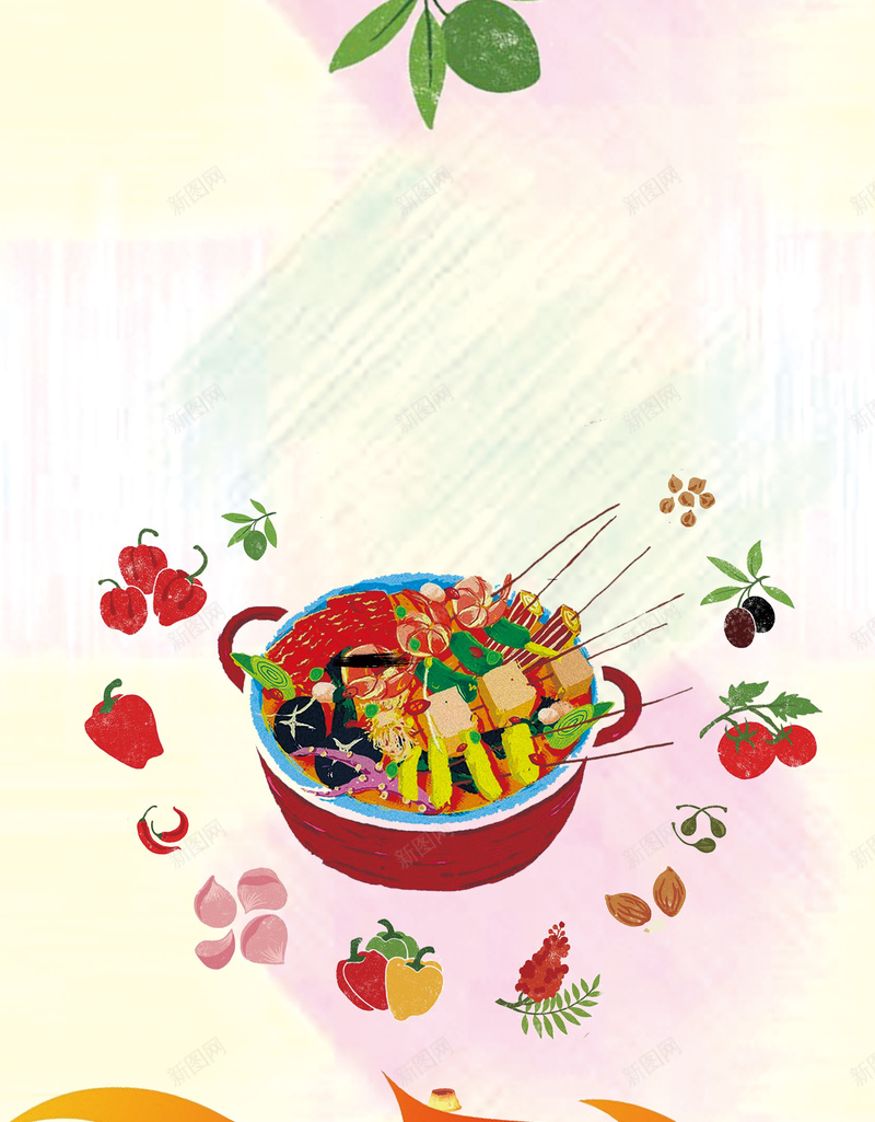 彩色水彩底纹美食卡通海报背景jpg高清背景_新图网 https/ixintu.