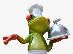 绿色公仔青蛙大厨装饰手板高清图片