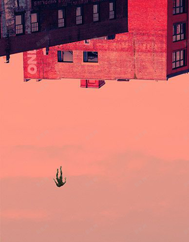 创意个性海报背景psd设计背景_新图网 https://ixintu.com 个性 人物 创意 卡通 彩色 房屋 楼层 空中 翻转 酷炫