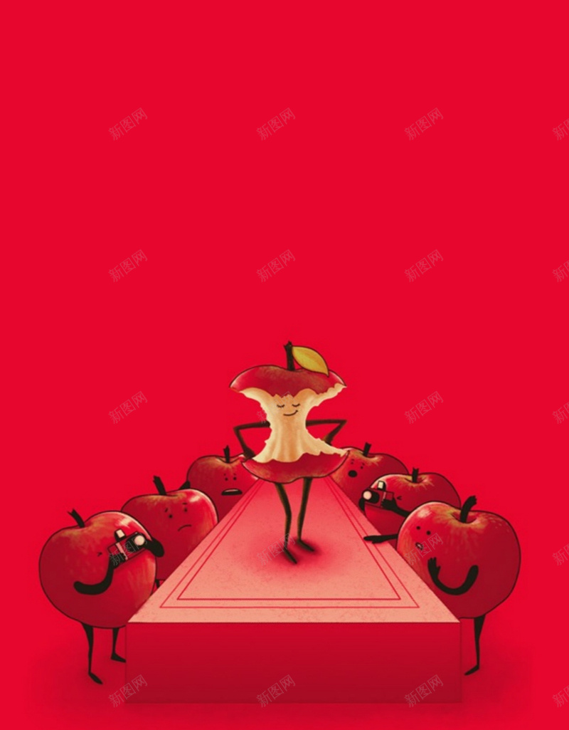 卡通红色苹果背景H5jpg设计背景_新图网 https://ixintu.com H5 卡通 手绘 童趣 简约 红色 苹果