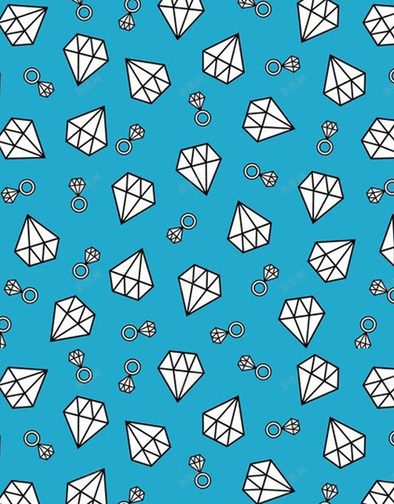 蓝色卡通钻石H5背景jpg设计背景_新图网 https://ixintu.com 卡通 小清新 平铺 文艺 童趣 蓝色 钻石