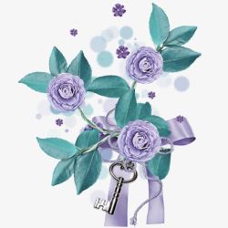 彩绘紫色花朵装饰素材