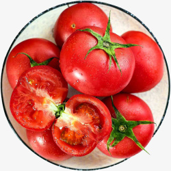 切开的西红柿盘装西红柿蔬菜高清图片