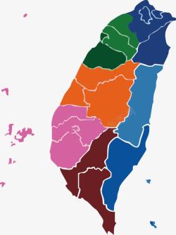彩色台湾地图素材