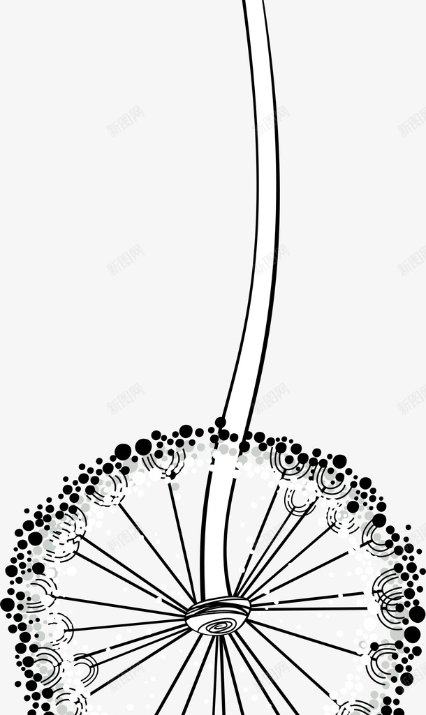 黑色线条蒲公英png免抠素材_新图网 https://ixintu.com 植物 漂浮植物 简约植物 装饰图案 飞扬蒲公英 黑色蒲公英