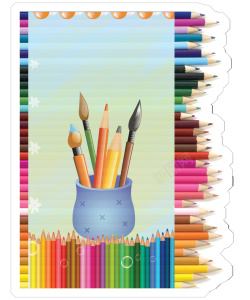 美术彩笔画画袋学校制度展板背景素材高清图片