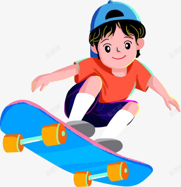 儿童滑板png免抠素材_新图网 https://ixintu.com 儿童 儿童娱乐 儿童技能 滑板