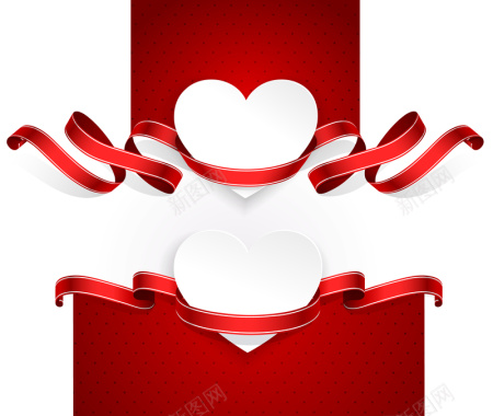 红色爱心丝带情人节海报背景背景