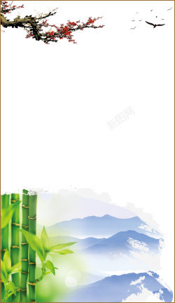 翠竹中国风海报背景素材高清图片