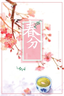 春天茶二十四节气春分海报高清图片