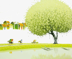 创意绿色树木插画素材