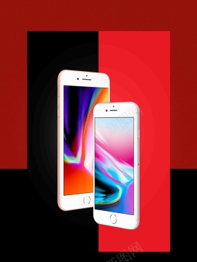 黑红简约时尚iPhone8手机促销背景