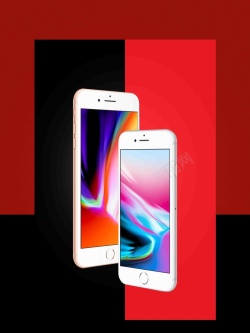手机卖场黑红简约时尚iPhone8手机促销高清图片