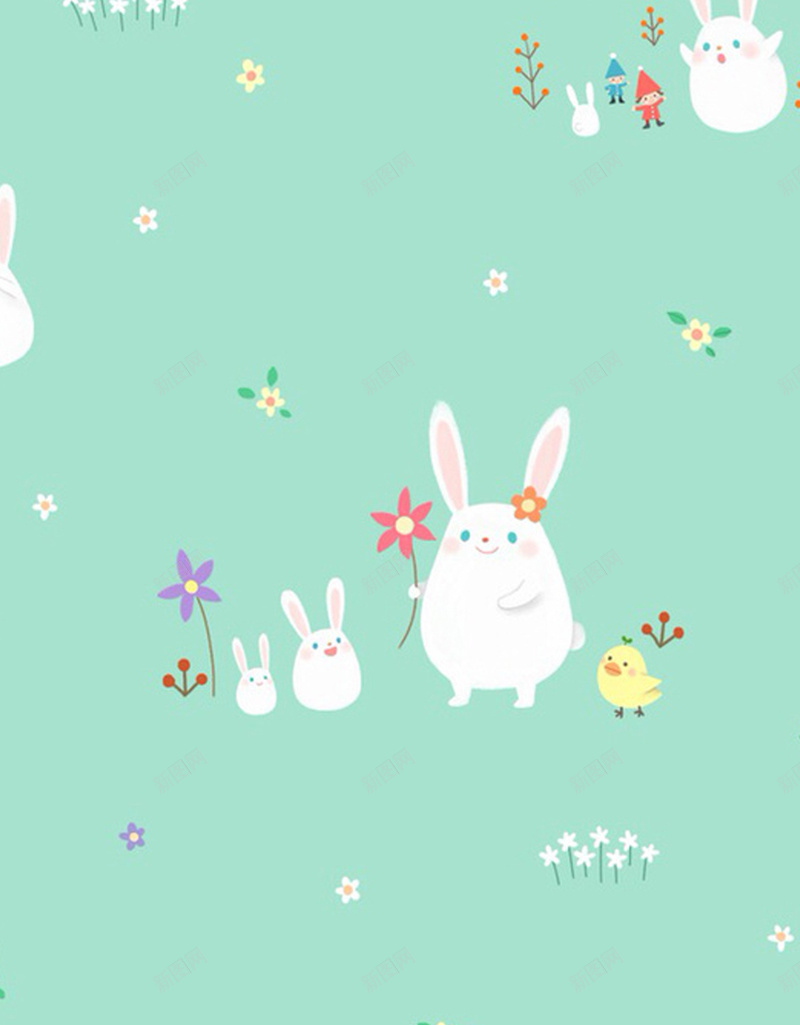 绿色兔子小清新H5背景jpg设计背景_新图网 https://ixintu.com 兔子 卡通 可爱 小清新 文艺 白色 童趣 绿色