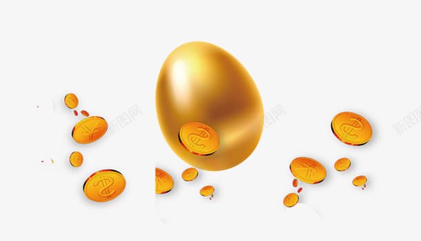 金蛋和漂浮金币psd免抠素材_新图网 https://ixintu.com 金蛋和漂浮金币